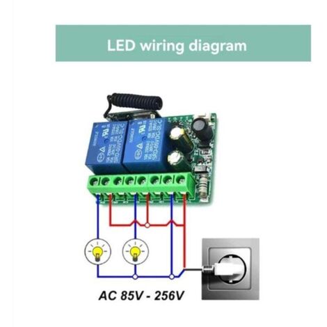 Télécommande 433 MHz Sans Fil Récepteur 2 Canaux Relais AC 85-256 V Porte Garage Éclairage Rideau