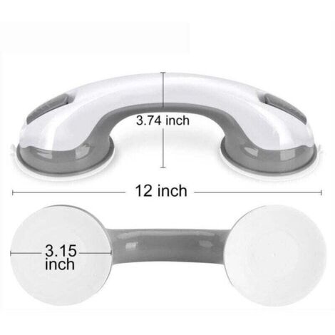 Poignée Ventouse ,pour Salle de Bain Barres d'appui de Douche Forte Prise pour handicapés, Seniors, blessés, sécurité poignée de Douche Support jusqu'à 109 kg sans perçage et Amovible - Gris