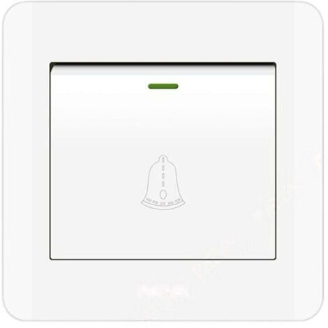 Bouton de sonnette extérieure , interrupteur de sonnette 220-250 V avec panneau en verre trempé. Blanc, diamètre 8,6 cm (3,38 pouces).