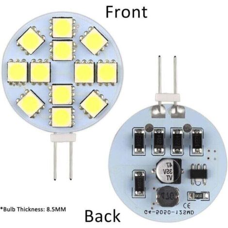 Lot de 10 Ampoules LED G4 DC 12V Non Dimmables Blanc 6000K Remplacement pour Ampoules Halogènes 20W pour Cuisine Camping-Car RV Remorque Bateau