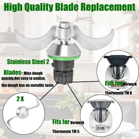 Couteau à Pâte pour Thermomix Bimby TM5 TM6, Couteaux Lames Mélangeur de Pâte pour Thermomix TM 5 TM 6 adaptées au Pétrissage du Pain, Nettoyage facile, Lames en acier inoxydable