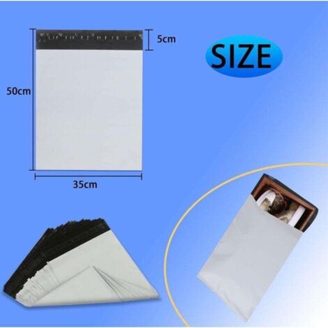 Pochette Envoie Colis 100pcs Enveloppe Plastique Expedition 35cmX45+5cm Emballage Colis Vinted Blanc Pochette Envoie Colis Opaque pour Vêtements Textiles Boîte à Chaussures