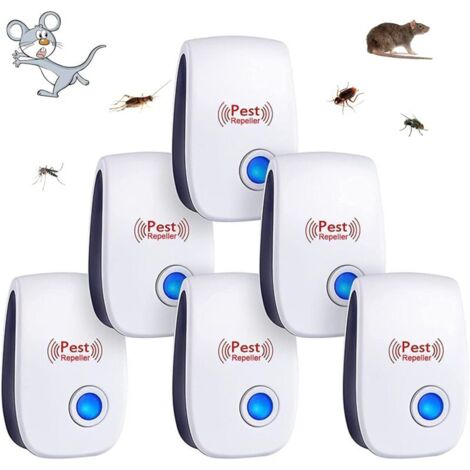 6pcs Répulsif à Ultrason Antiparasitaire, Intérieur, Appareil Anti Moustique/Souris/Cafards/Rongeurs/Fourmis/Araignées/Insectes (1/4)