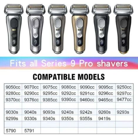 Lot de 2 têtes de rasoir de rechange, compatibles avec le rasoir Braun Series 9 Pro pour hommes, têtes de rechange (92S/2 pièces)