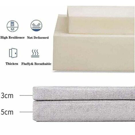 Coussin de banc antidérapant , 1 place, pour intérieur ou extérieur, 50 x 50 x 5 cm, gris