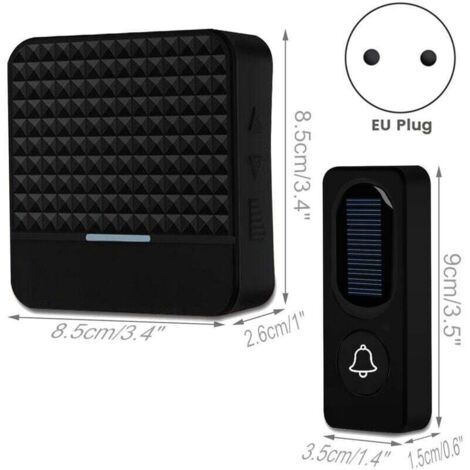 Solaire Sans Fil Sonnette Étanche IP65 300M Carillon Extérieur Chargeant Prise UE