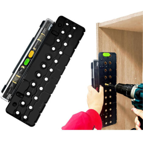 Bardusch-Gabarit de Perçage d'étagère Gabarit de Goupille d'étagère Charnière de 5 mm Guide de Perçage Bois en Aluminium pour - Noir