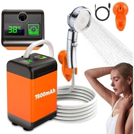 Bardusch-Douche de Camping Portable 7800mAh pompe de douche electrique rechargeable avec tuyau, intelligent de température et pression d\'eau