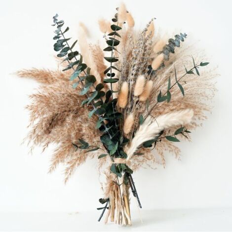 Bardusch-Déco pampa verte + lavande + eucalyptus, bouquet séché naturel pour table salle à manger, mariage boho