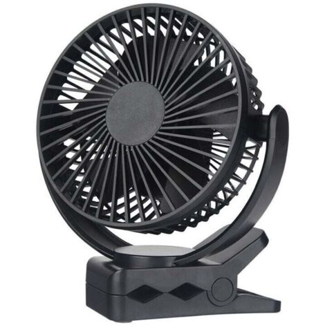 Bardusch-Mini ventilateur Pince USB 5.5 inch avec batterie 5000 mAh, Portable Petit Ventilateur de Bureau, 3 vitesses, double rotation à 360°, avec câble USB, convient pour les familles, les bureaux