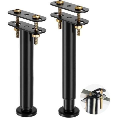 Bardusch - 2 Pieds de Lit Réglables en Hauteur 25-42 cm, Supports pour Traverse Médiane de Lit, Pieds de Soutien Centraux en Métal pour Cadre de Lit, Pieds de Remplissage pour Lit, Canapé, Armoire, Ta