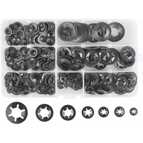 280 Pcs Rondelles De Blocage Rondelles De Verrouillage, Rondelles Verrouillage Rapide De Rondelles De Verrouillage En Acier M3 M4 M5 M6 M8 M10 M12, 7Tailles, Noir,