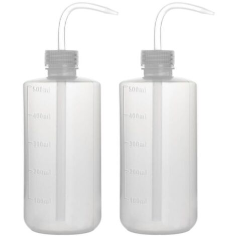 2 Paquet 500 ml Flacons de Lavage en Plastique à Squeeze avec LDPE Ouverture Etroite, Bouteille D'arrosage à Presser Squeeze Wash Bottle, 500 ml