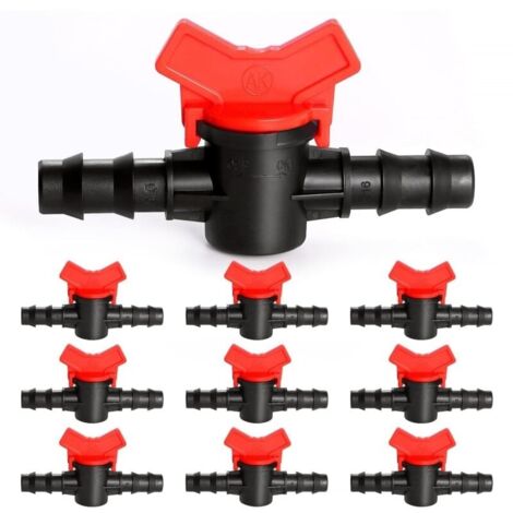 10 Pices 16mm Vanne Commutation d\'Irrigation, Irrigation Pipe Valve Switch, Robinet Jardin en Plastique PE, Robinet Barbel Double Mle, pour L\'irrigation des Pelouses de Jardin (1/5)