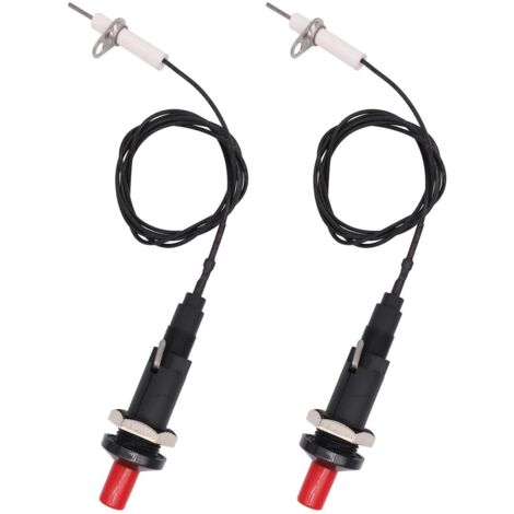Lot de 2 briquets de cuisine avec bouton poussoir étoile Piezo Spark avec câble de résistance 200 degrés et longueur de 1 mètre