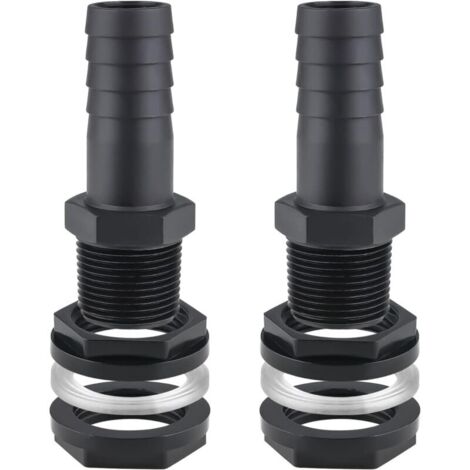 2PCS Trop Plein Cuve, 25mm Passe Paroi Cuve raccord Male Leakproof Hose pour Citernes Raccord Rcuprateur eau de Pluie de Pluie Passages Mit Joints