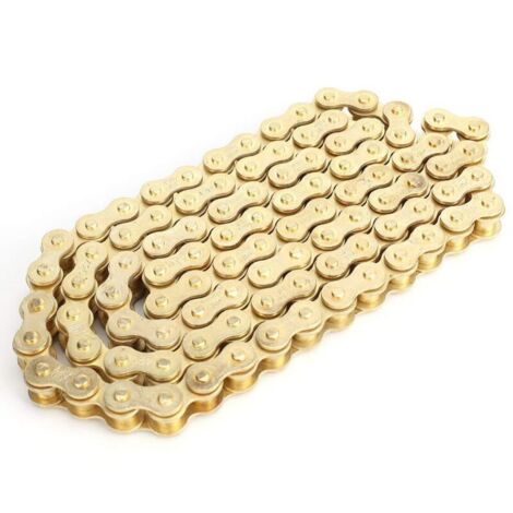 Chaîne de moto couleur or avec boucle, 48 maillons externes, chaîne de transmission 420 de remplacement pour quads, motos tout-terrain et karts 50, 110 et 125 cm3.