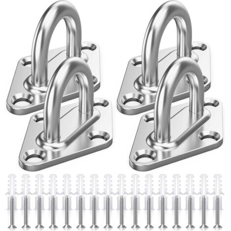 M5 Platine Oeillet Inox,4 Pièces Rhombic Kit de Crochet Plafond Charge Lourde,Crochets D'ancrage Marine avec Vis,Crochet Suspension Plafond Fixation Support Anneau Mural pour Accrocher Objets (4)