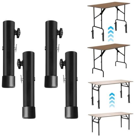 Ensemble de 4 pieds de table réglables en métal, rallonges pour pieds de table pliés ou droits de 20 cm avec accessoires de montage, pieds de meubles en métal pour meubles, tables et chaises