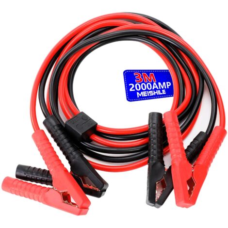 3M Cable De Demarrage Voiture, 2000A Câbles De Démarrage, Cable Batterie Voiture, Cable Demarrage Voiture, Pince Batterie Voiture, Pince Voiture Batterie pour Moteurs Essence Et Diesel