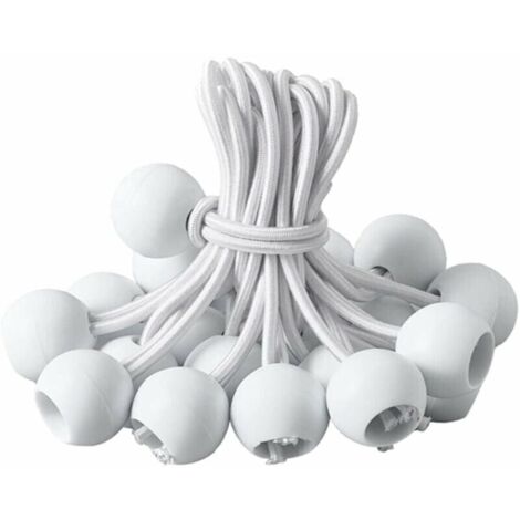 Tendeur Bache, Tendeur BouleTendeur lastique pour Pavillon,Bche,Camping,Tente,Rideaux Harnais dExtension(20 Pices Blanche-20cm )