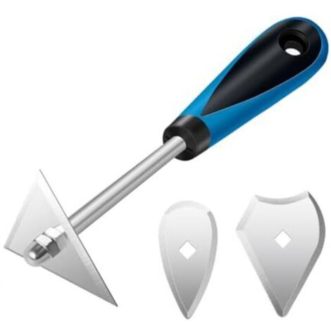 Ensemble de grattoirs à crochet en acier inoxydable 3 en 1, outils manuels pour le décapage de peinture, 21 cm de long avec lames triangulaires, combinées et en forme de cœur pour le travail du bois (