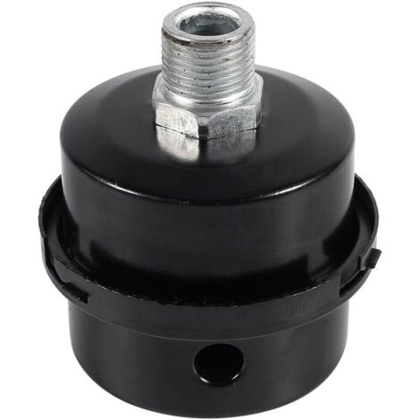 Odipie – Filtre de compresseur d'air silencieux en métal noir 3/8' – Réduit bruit et poussière – Installation facile pour compresseurs sans huile