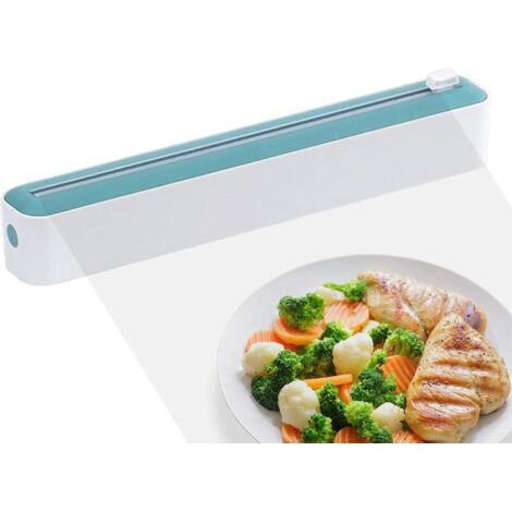 Distributeur de Film,Boîte de Découpe de Film Plastique, Rangement Papier Alu Et Film Alimentaire,Distributeur de Film Plastique avec Cutter,Dérouleur Film Alimentaire pour Cuisine (Vert)
