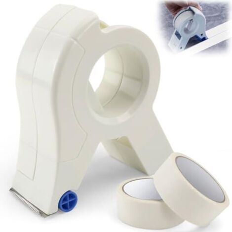Applicateur de ruban de masquage, distributeur de ruban de masquage Masking Master, machine à ruban de masquage portable avec deux rouleaux de ruban de masquage blanc pour moulures décoratives, sols e