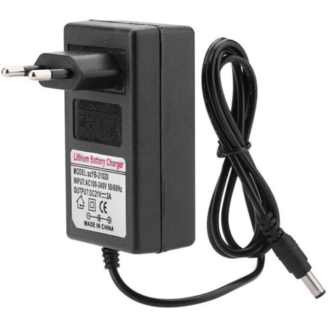 Adaptateur secteur universel, chargeur de batterie DC 21V 2A/AC 100-240V 50Hz/60Hz, pièce de rechange lithium-ion, chargeur sécurisé 2A affichage LED de charge rapide à courant élevé, adaptateur secte