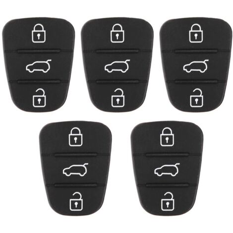 Clé de voiture, remplacement du bouton de clé de voiture, 5 pièces de coque de clé en caoutchouc 3 boutons pour Hyundai, pour Kia (sans lettre)