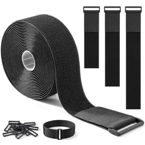 Sangle Velcro robuste de 5 cm x 5 m avec 15 boucles – Réglable, découpable et réutilisable, idéale pour les câbles, tuyaux, canalisations et plus encore