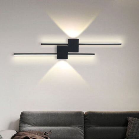 Applique murale LED linéaire 26 W, longue bande lumineuse tricolore en aluminium, veilleuse, éclairage intérieur, 60 x 13,5 cm (1/4)