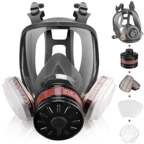 Masque intégral à gaz – Masque respiratoire réutilisable à gaz de survie nucléaire et chimique avec filtre à charbon actif 6001 cn et 40 mm contre les gaz/poussière/vapeurs/fumées pour produits (1/5)