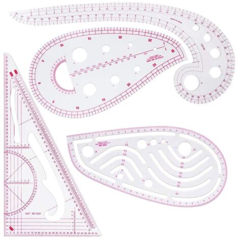 Regle Couture,Ensemble de règles de couture 4 pièces,idéal pour la couture, la couture, le bricolage - Outils de conception en plastique flexible pour les étudiants et les créateurs de mode
