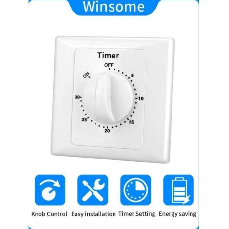 Houhence – Interrupteur minuterie électronique 220V – Compte à rebours 30min – Installation ouverte – Commande simple – Protection ignifuge - Switch-30min