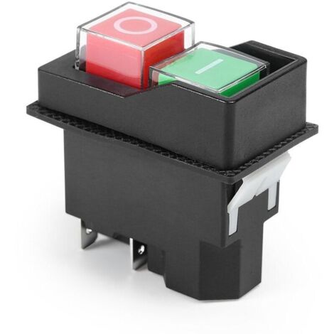 Interrupteur de Sécurité, Interrupteur Électromagnétique Étanche KJD17 à 4 Broches AC250V 16A Interrupteur à Bouton-Poussoir Marche/Arrêt pour Bétonnière Électrique