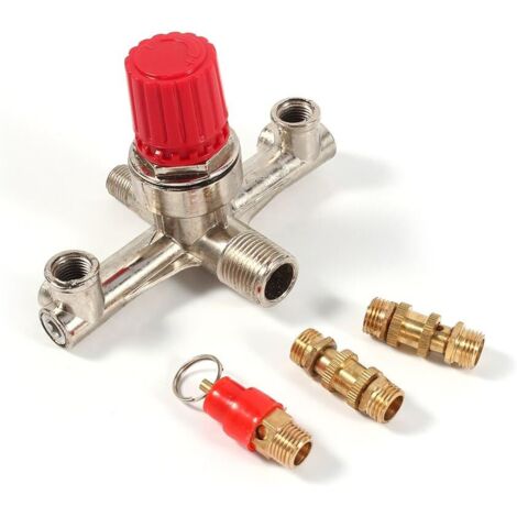 Litzee – Valve de régulateur de pression d'air double tube de sortie – Alliage de zinc – Débit supérieur 30% – Pour compresseurs à piston