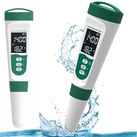 Kit analyse eau professionnel 5 paramètres, 2 testeurs portatifs, mesure TDS/EC/pH/Salinité, thermomètre numérique