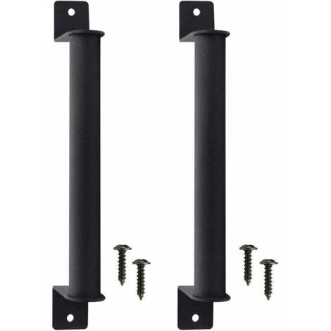 Lauwexe – Lot de 2 poignées de porte coulissante en acier au carbone noir – Finition mate – Installation rapide avec vis incluses – Pour portes en bois