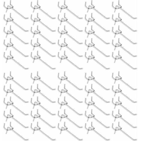 Debuns – Lot de 50 crochets pour panneau perforé – Acier au carbone galvanisé – 10 cm de longueur – Pour rangement outils et artisanat