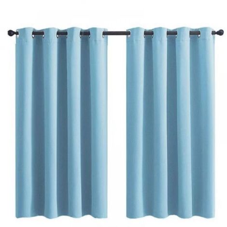 Rideau Occultant à Oeillets pour Chambre d'Enfant - Imprimé Uni Bleu Clair - 28x36 Pouces (71x91cm) - 2 Panneaux (SAMIMPORT-2011)