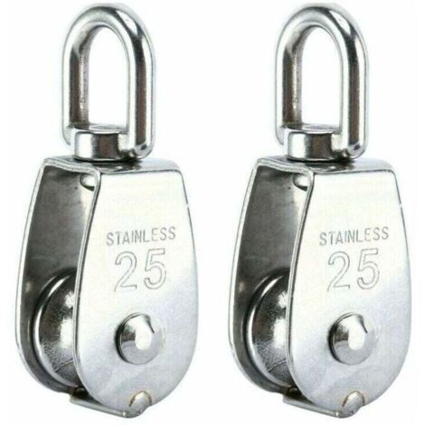 Poulie de Levage, Poulie Simple en Acier Inoxydable 304 Poulie Simple M25 Charge 150kg, Lot de 2..DEBUNS