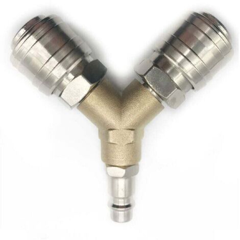Choyclit – Raccord pour compresseur 1/4 – Distributeur d'air comprimé 3 voies à dégagement rapide – Fer nickelé résistant à la corrosion – Pression 10 Mpa (1/5)