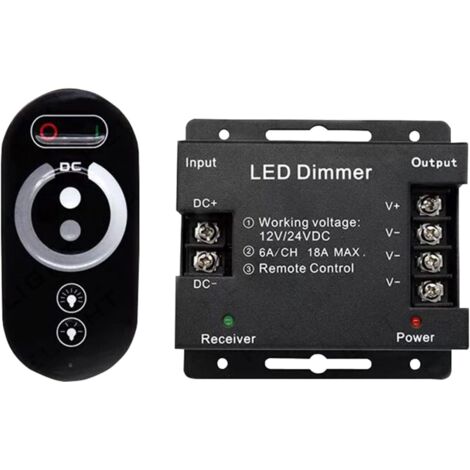 Variateur tactile sans fil LED 12 V - 12 V CC avec télécommande pour toutes les lampes LED à intensité variable CC - Variateur tactile sans fil 18 A
