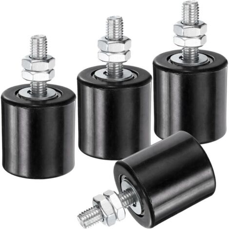 noir, Lot de 4 rouleaux de guidage pour portail coulissant, 4,3 cm en nylon, support de portail, guide universel à roulement à billes scellé pour po