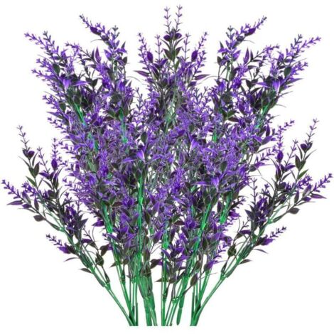 Fleurs de Lavande Artificielles, Bouquet Fleur Artificielle Decor, Fausse Plantes Artificielles pour Interieur Extérieur Mariage Jardin Décoratio - 6 Pcs/Violet-