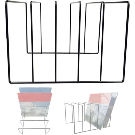 Support de Bureau en Métal - Rangement en Fer Noir pour Disques Vinyles, Livres, Factures, Courriers et Trieur de Documents (1/5)