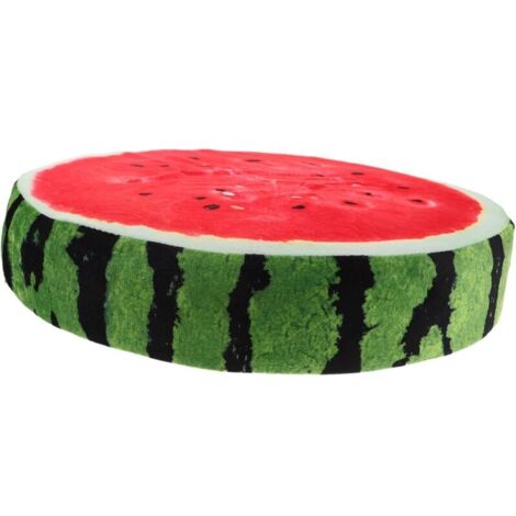 Coussin pastèque réaliste amovible doux fruit ludique, chambre enfant salon déco originale assise polyvalente accessoire fun coloré (1/4)
