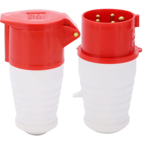 Coupleur de prise industriel 16A 5 broches triphasé IP44 étanche 220-380V/240-415V 3P+N+E (1/4)